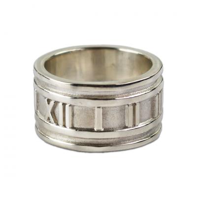  Tiffany Co Tiffany Co Silver Atlas Roman Numeral Band Ring 11g