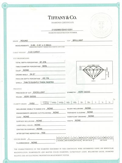 Tiffany Co Tiffany Co Six Prong Knife Edge Platinum Diamond Engagement Ring 22ct