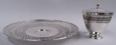  Tiffany Co Tiffany Edwardian Classical Sterling Silver Caviar Bowl on Plate