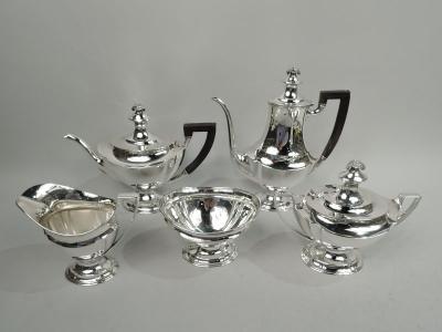  Tiffany Co Tiffany Edwardian Regency Coffee Tea Set with Flower Basket Finial