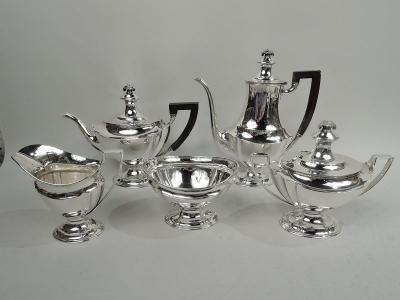  Tiffany Co Tiffany Edwardian Regency Coffee Tea Set with Flower Basket Finial