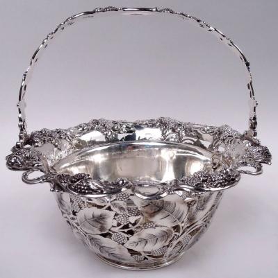  Tiffany Co Tiffany Edwardian Sterling Silver Blackberry Basket with Lots of Charm