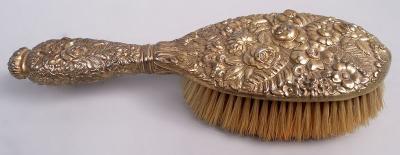  Tiffany Co Tiffany Fern Flower Vanity Pair with Hand Mirror Hairbrush