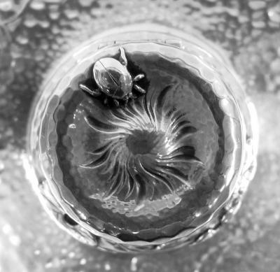  Tiffany Co Tiffany Japonesque Hand Hammered Inkstand with Applied Bugs Leaves