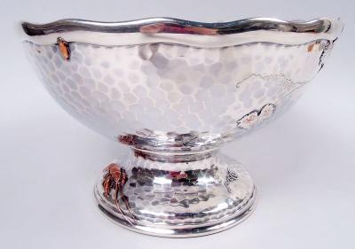  Tiffany Co Tiffany Japonesque Mixed Metal Beetle Butterfly Centerpiece Bowl