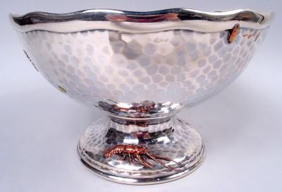  Tiffany Co Tiffany Japonesque Mixed Metal Beetle Butterfly Centerpiece Bowl
