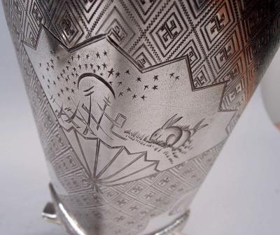  Tiffany Co Tiffany Japonesque Sterling Silver Vase with Early Union Square Mark