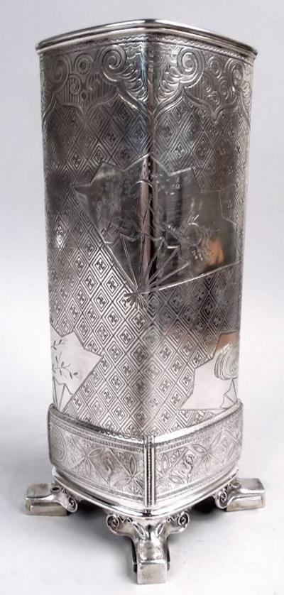  Tiffany Co Tiffany Japonesque Sterling Silver Vase with Early Union Square Mark