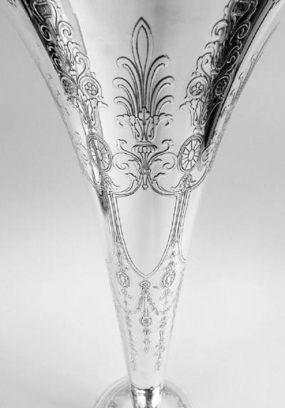  Tiffany Co Tiffany Large Edwardian Regency Sterling Silver Trumpet Vase
