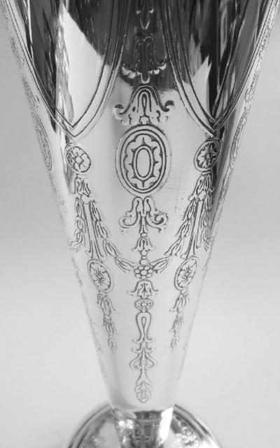  Tiffany Co Tiffany Large Edwardian Regency Sterling Silver Trumpet Vase