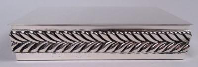  Tiffany Co Tiffany Modern Sterling Silver Box with Bold Wave Edge Ornament