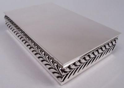  Tiffany Co Tiffany Modern Sterling Silver Box with Bold Wave Edge Ornament