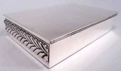  Tiffany Co Tiffany Modern Sterling Silver Box with Bold Wave Edge Ornament