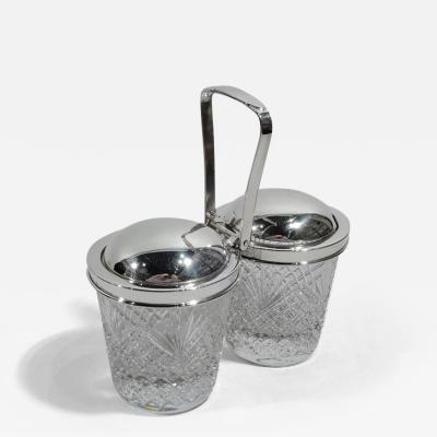  Tiffany Co Tiffany Old Fashioned Sterling Silver and Glass Double Jam Jar