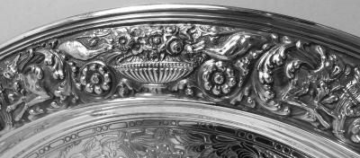 Tiffany Co Tiffany Sterling Silver Tray in Historic Beaux Arts Olympian Pattern