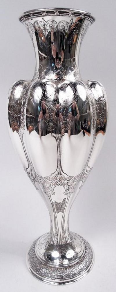  Tiffany Co Tiffany Tall Victorian Classical Sterling Silver Vase
