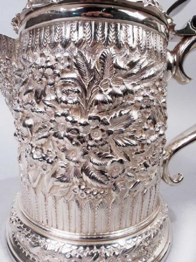  Tiffany Co Tiffany Victorian Classical Repousse Sterling Silver Tankard Pitcher