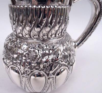  Tiffany Co Tiffany Victorian Classical Repousse Sterling Silver Water Pitcher