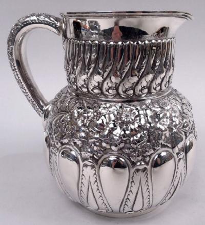  Tiffany Co Tiffany Victorian Classical Repousse Sterling Silver Water Pitcher