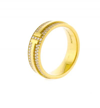  Tiffany Co Wide Tiffany Co T Diamond Pave Ring in Yellow Gold