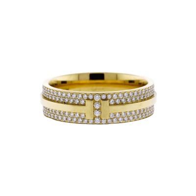  Tiffany Co Wide Tiffany Co T Diamond Pave Ring in Yellow Gold