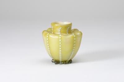  Tiffany Glass Decorating Co Early Decorated Cabinet Vase with Applied Foot