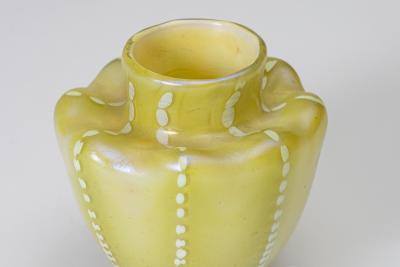  Tiffany Glass Decorating Co Early Decorated Cabinet Vase with Applied Foot
