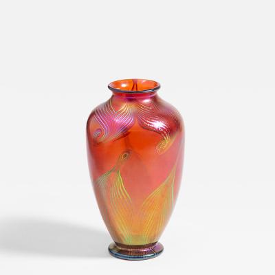  Tiffany Glass Decorating Co Early Decorated Favrile Glass Vase