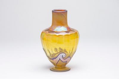  Tiffany Glass Decorating Co Early Faceted and Decorated Favrile Glass Vase