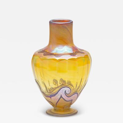  Tiffany Glass Decorating Co Early Faceted and Decorated Favrile Glass Vase