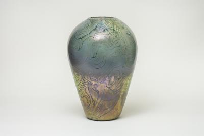  Tiffany Glass Decorating Co Early Monumental Decorated Favrile Glass Vase