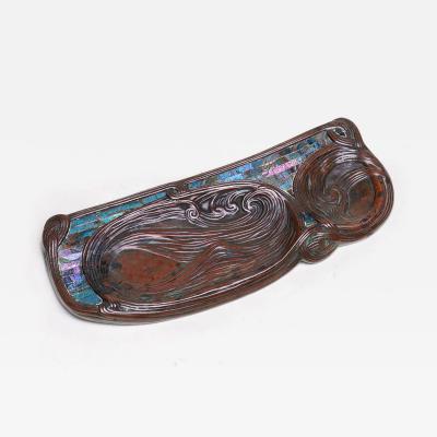  Tiffany Glass Decorating Co Swirl Pen Tray with Favrile Glass Mosaic