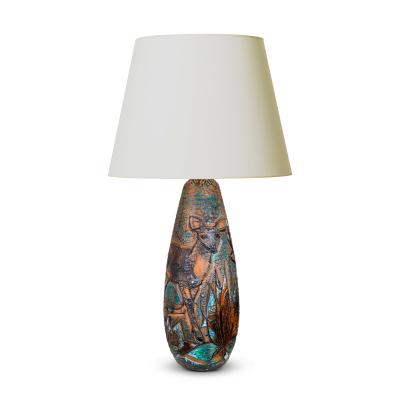  Tilgman KeramiK Monumental Table Lamp with Deer Design by Tilgmans