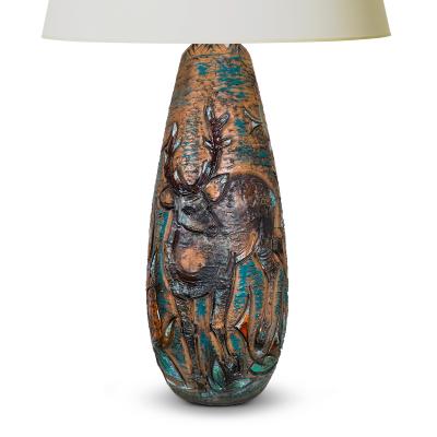  Tilgman KeramiK Monumental Table Lamp with Deer Design by Tilgmans