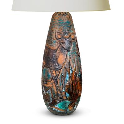  Tilgman KeramiK Monumental Table Lamp with Deer Design by Tilgmans