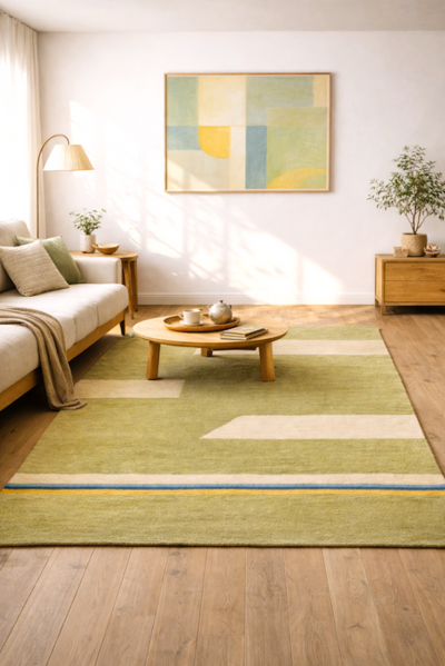  Tisca Artisca Vermont Hand Tufted Wool Rug France 1970s 1980s