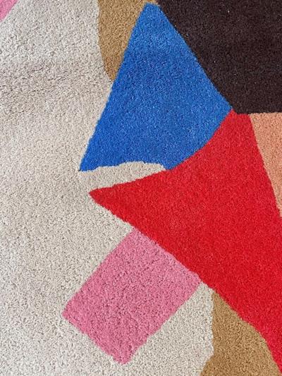  Tisca Tisca Abstract Hand Tufted Wool Rug Signed ILES France 1990s