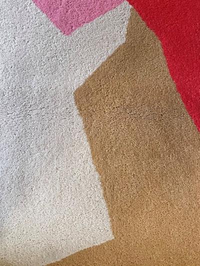  Tisca Tisca Abstract Hand Tufted Wool Rug Signed ILES France 1990s