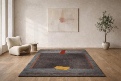  Tisca Tisca Modernist Hand Tufted Wool Rug France 1980s