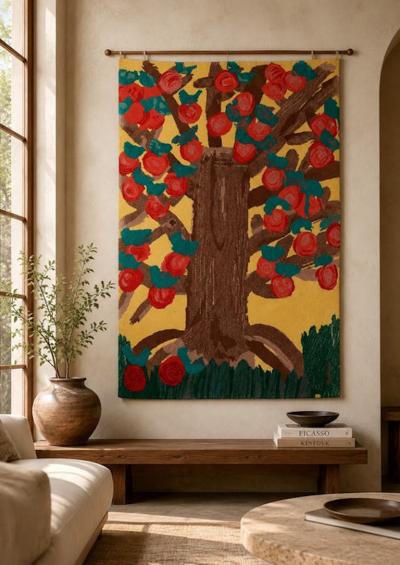  Tisca Tisca Tiara Apfel Baum Hand Tufted Wool Rug by Fr d ric France 1980s