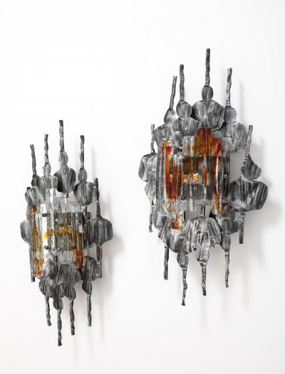  Tom Ahlstr m Hans Ehrich 1970s Pair of Large Tom Ahlstrom Hans Ehrich Brutalist Sconces