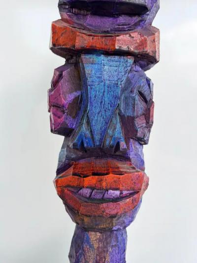  Tom Cramer Tom Cramer Primitive American Folk Art Carved Figural Totem Sculpture 1994