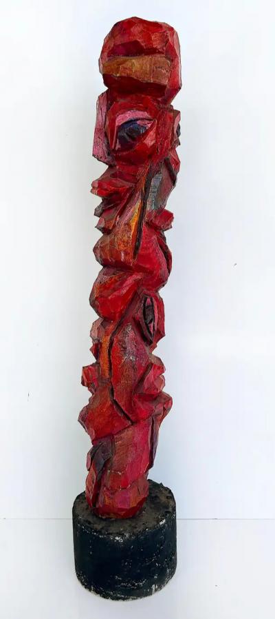  Tom Cramer Vintage Tom Cramer Primitive Carved Totem Folk Art Sculpture Polychromed