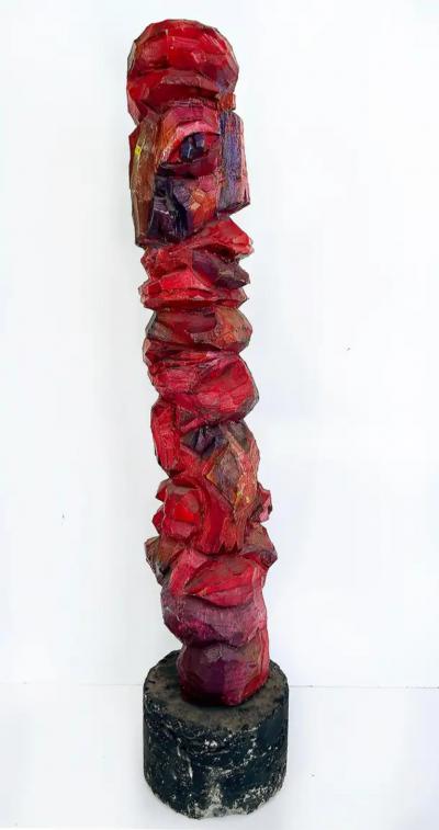  Tom Cramer Vintage Tom Cramer Primitive Carved Totem Folk Art Sculpture Polychromed