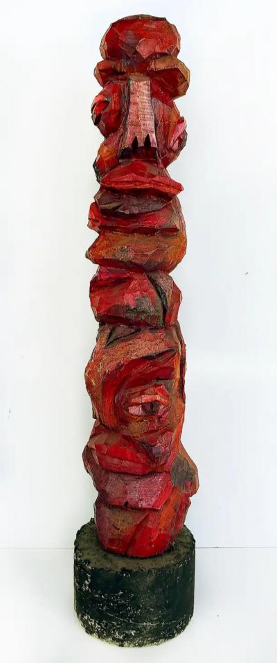 Tom Cramer Vintage Tom Cramer Primitive Carved Totem Folk Art Sculpture Polychromed