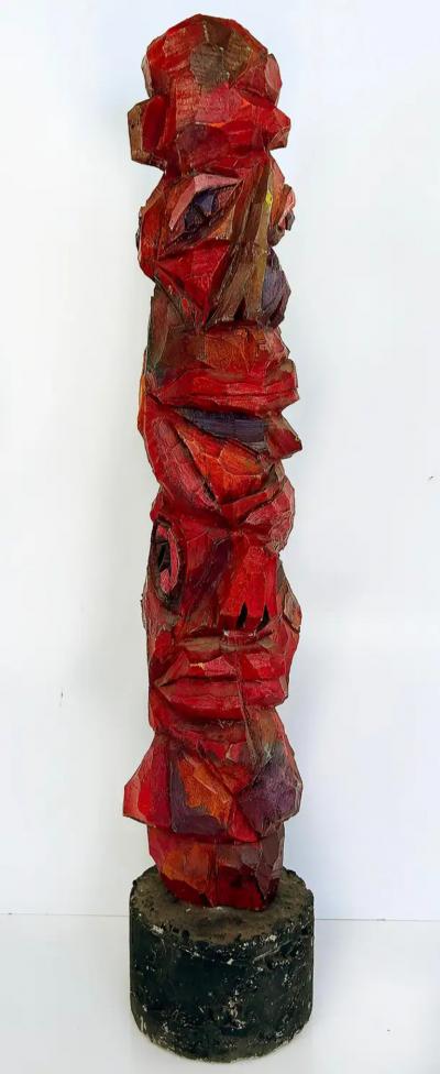  Tom Cramer Vintage Tom Cramer Primitive Carved Totem Folk Art Sculpture Polychromed