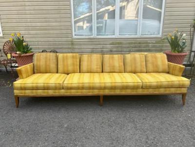  Tomlinson Handsome Tomlinson style X Long Sofa Pecan Wood Sofa Mid Century Modern
