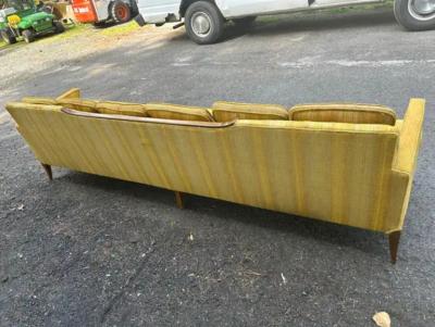  Tomlinson Handsome Tomlinson style X Long Sofa Pecan Wood Sofa Mid Century Modern