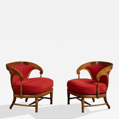  Tomlinson Tomlinson Lounge Chairs with Walnut Fabric USA 1960