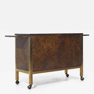  Tomlinson Tomlinson Mid Century Burlwood Burlwood and Brass Bar Cart